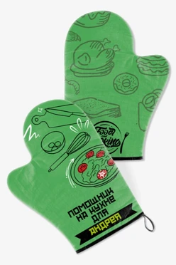 Купить прихватку Рукавица двухсторонняя с полной запечаткой "Food and Cooking"