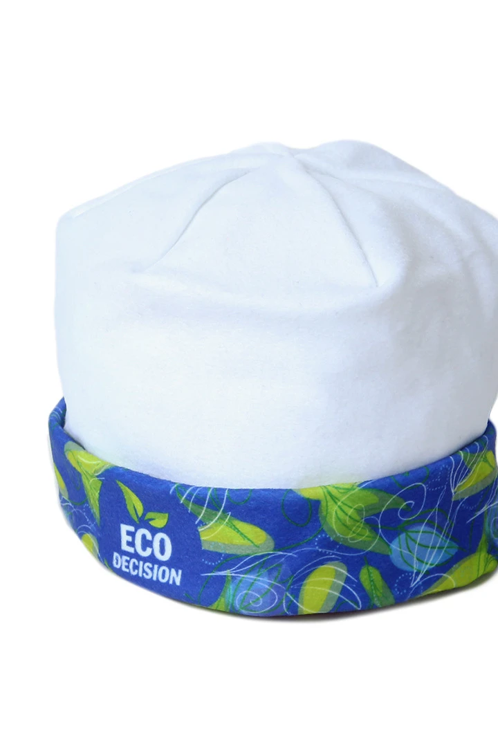 Шапка Лофт флисовая двухслойная взрослая, с полной запечаткой "ECO DECISION"#5