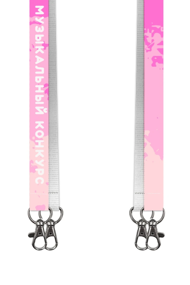 Купить ленту для бейджа репс ширина 1,5 см, с двумя карабинами-люкс, с печатью "Музыкальный конкурс"