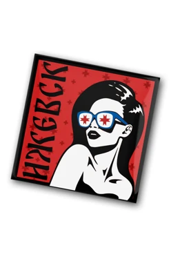 Купить значок заливной Квадрат 25х25 мм, с принтом "Izhevsk art"