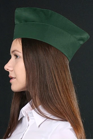 Пилотка Небо фигурная из греты, однотонная зеленая#4 Пилотка Небо фигурная из греты, однотонная зеленая#4