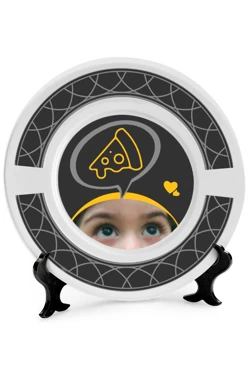 Купить тарелку с принтом на ободе "Maybe pizza?"