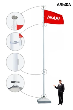 Купить флагшток из стекловолокна с закрытым механизмом 10 м