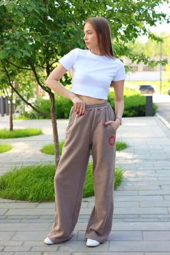 Купить брюки Льюис из футера унисекс, однотонные бежевые