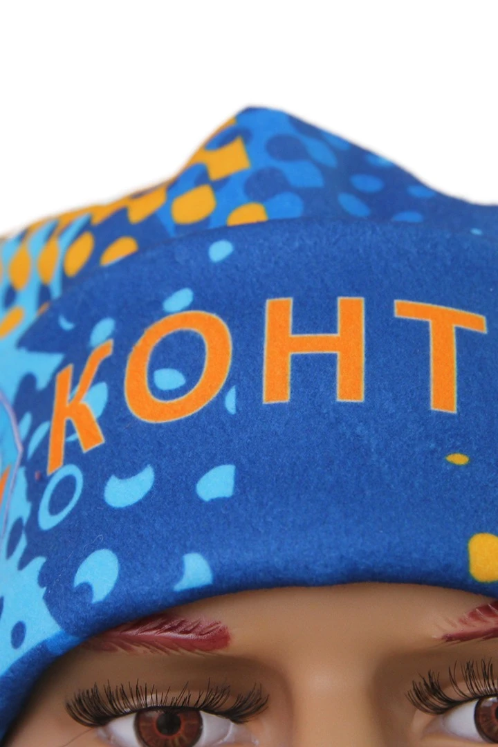 Шапка Лофт флисовая двухслойная взрослая, с полной запечаткой "Kontur"#4