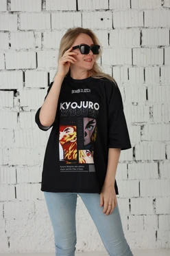 Купить футболку Макс оверсайз унисекс из футера с полной запечаткой "Kyojuro"