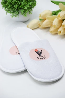 Купить тапочки махровые закрытый носок, с печатью