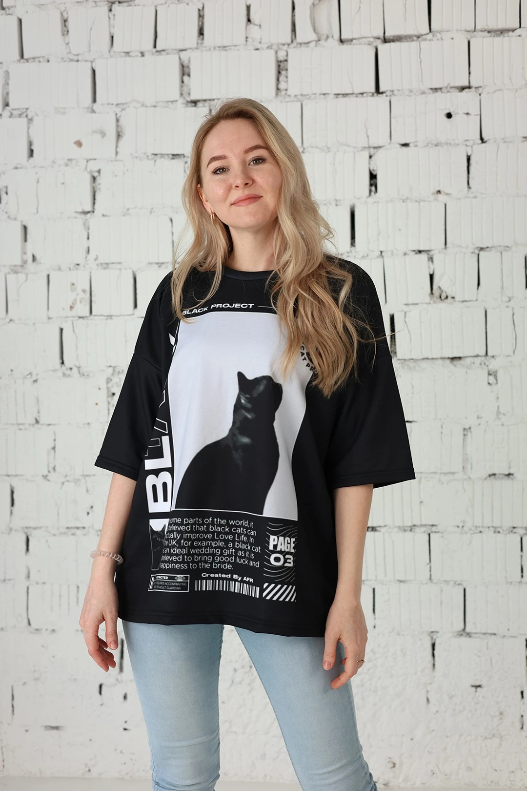 Футболка Макс оверсайз унисекс из кулирки с полной запечаткой "Black Project"#1