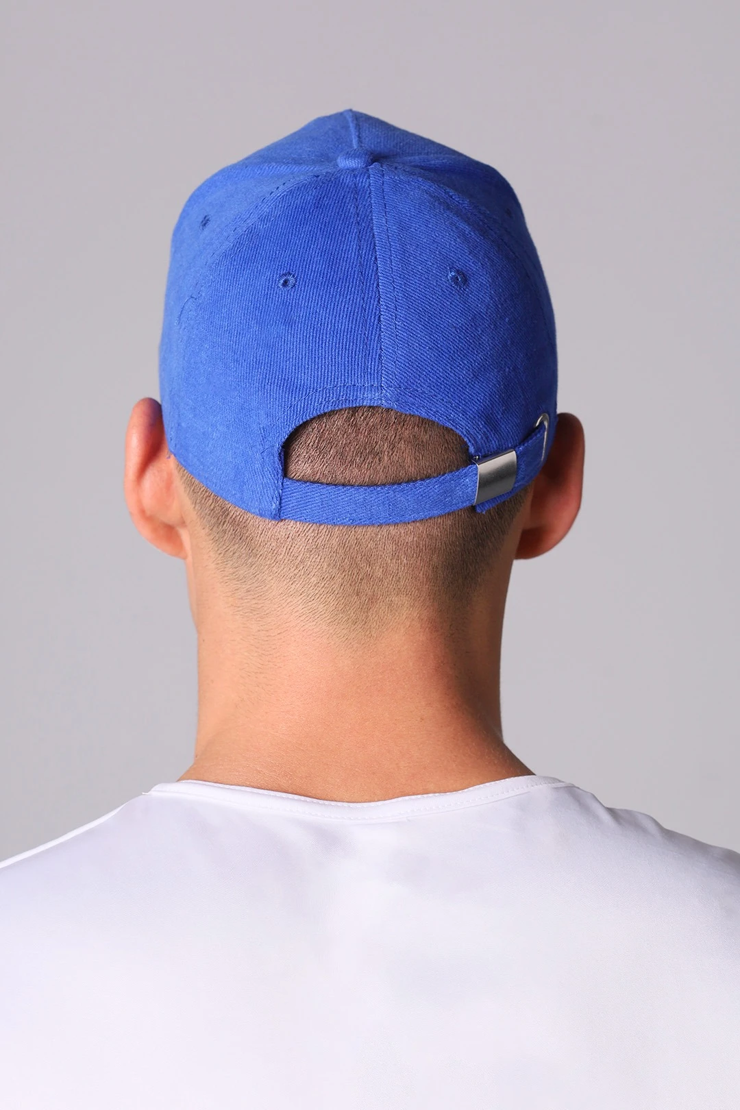Бейсболка Спайк пятиклинка взрослая, однотонная синяя (хлопок)#3