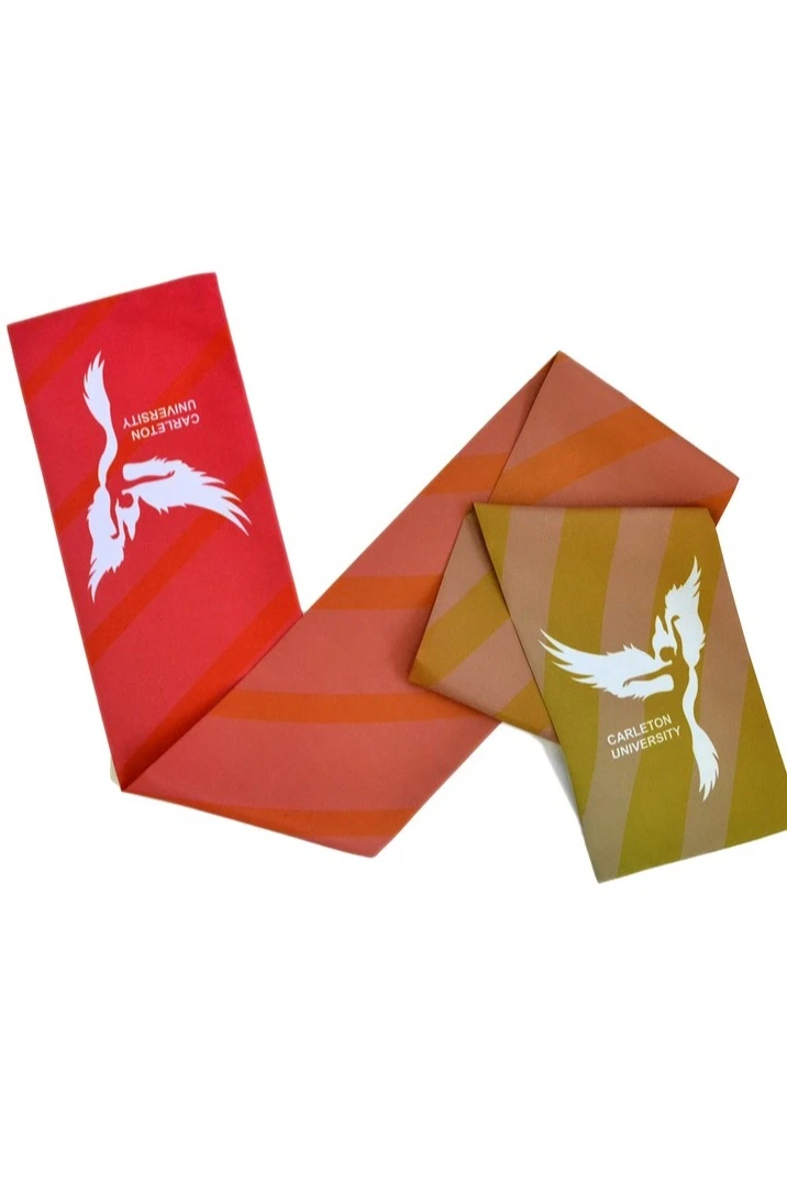 Шарф двухслойный легкий 15х100 см, с полной запечаткой "Carleton University"#2
