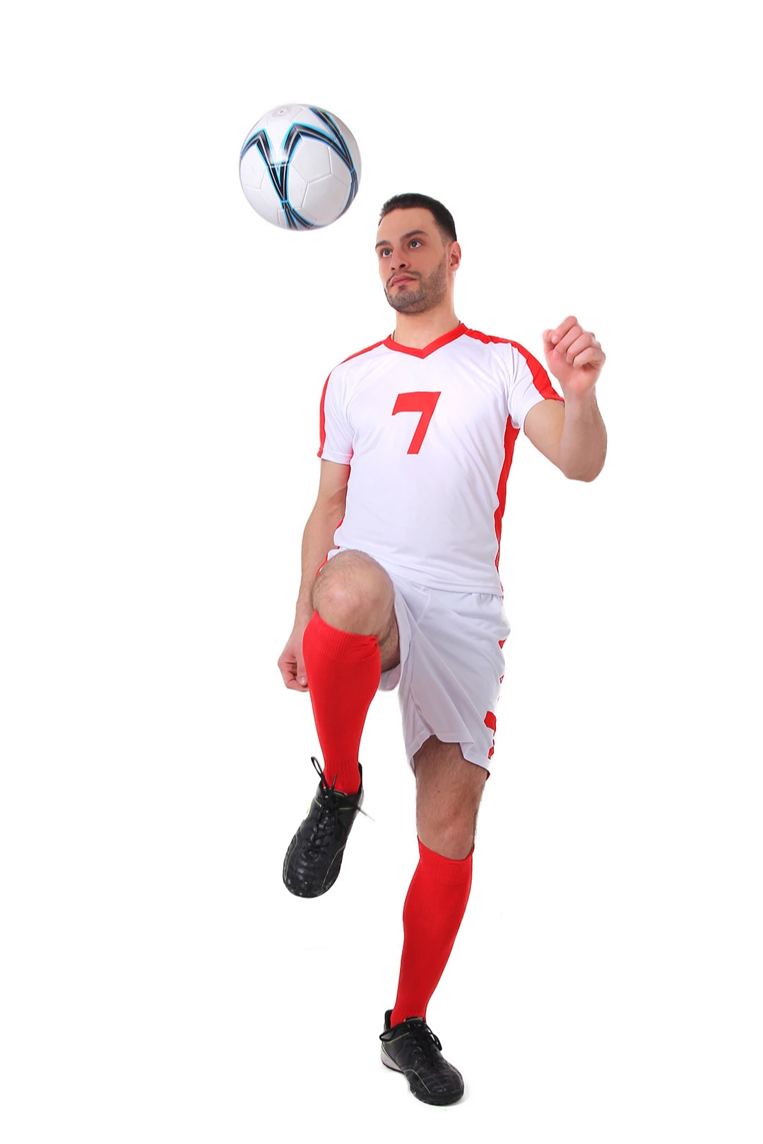 Гетры футбольные взрослые, однотонные красные#4 Гетры футбольные взрослые, однотонные красные#4