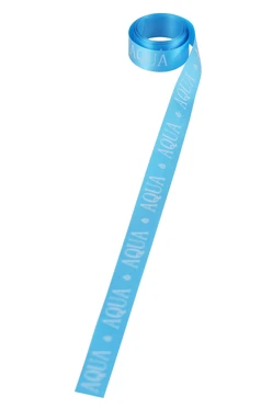 Купить ленту сатин ширина 1,5 см голубую, печать белым с одной стороны