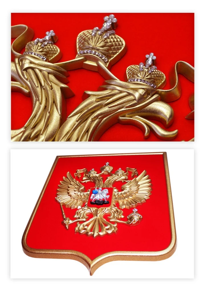 Купить Герб РФ барельеф 42х50 см щит краска кристаллы Сваровски стандарт