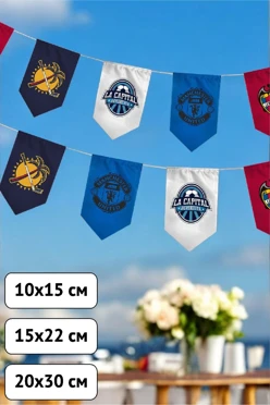 Флажная лента с печатью, внешний угол