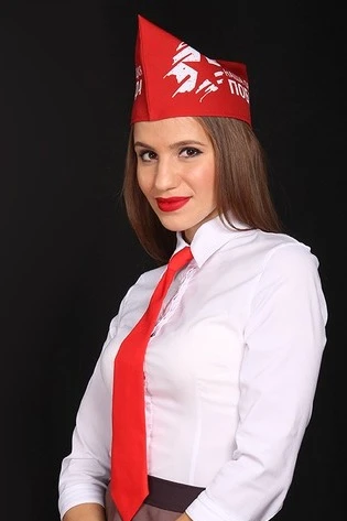 Галстук Тайм на резинке, однотонный красный#1