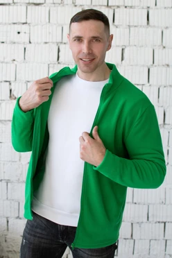 Купить толстовку Филл флисовую без капюшона унисекс, зеленую