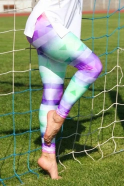 Легинсы женские с широким поясом с принтом "Green pixels"