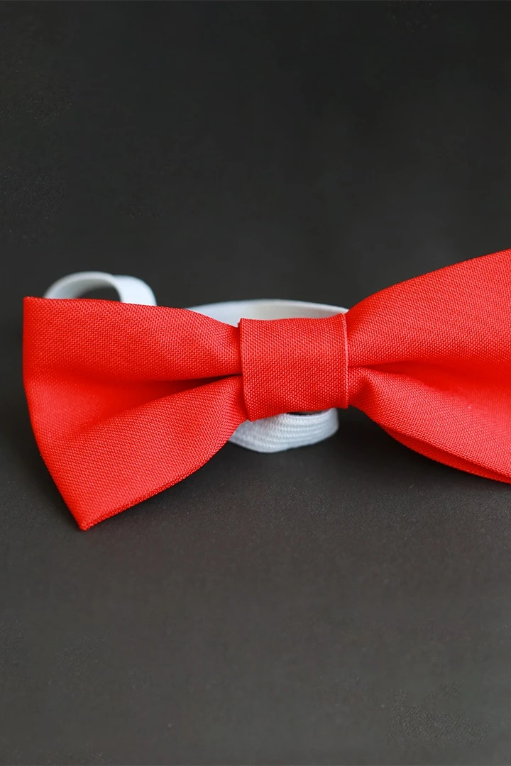 Галстук-бабочка Эксперт на резинке, однотонная красная#2
