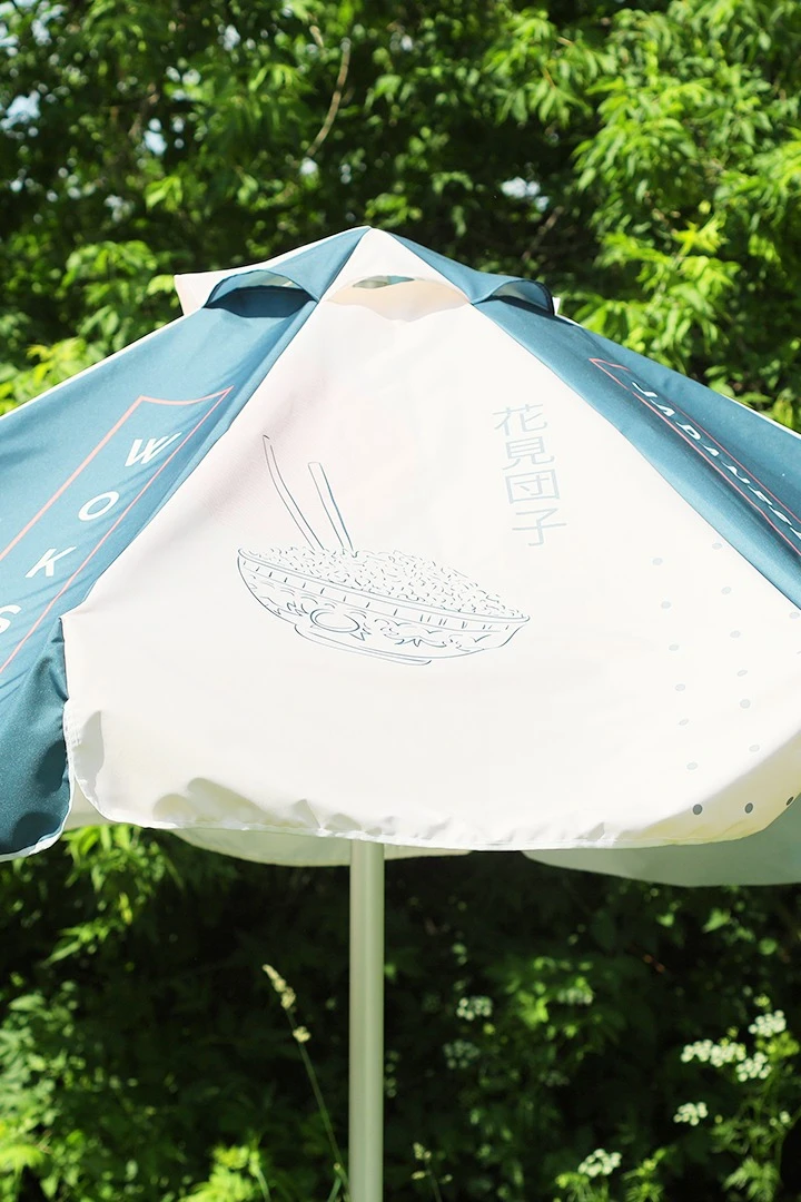 Зонт Ницца 2,5 м (купол 2,7х2,7 м), с полной запечаткой "Woks"#1 Зонт Ницца 2,5 м (купол 2,7х2,7 м), с полной запечаткой "Woks"#1