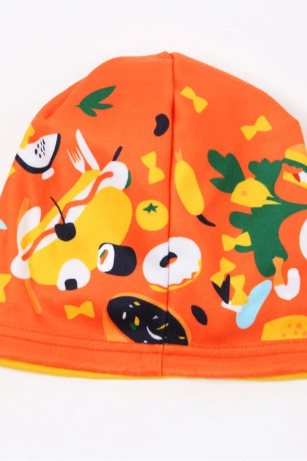 Шапка Лав флисовая однослойная взрослая, с полной запечаткой "Street food"#4