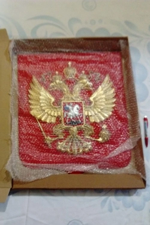 Герб РФ барельеф, размер 50х60 см, щит флокированный, краска#5