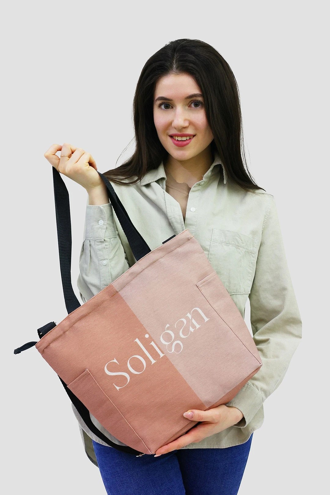 Сумка Тревел из двунитки 26х30х12 см, печать с двух сторон "Soligan"#1