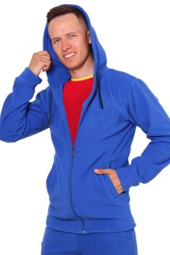 Купить синюю толстовку Харисон с капюшоном унисекс