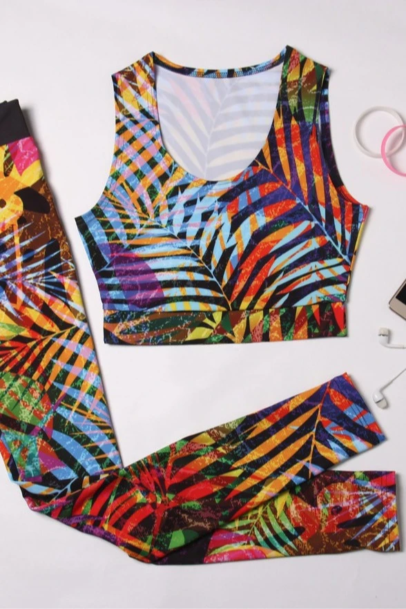 Комплект женский с принтом "Colored tropics"#3