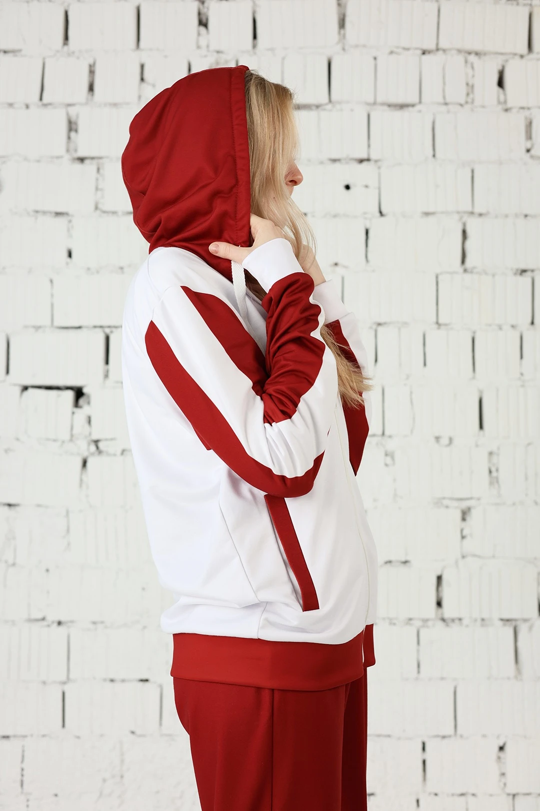 Спортивный костюм Юнайт женский из футера с полной запечаткой "White and Red"#3