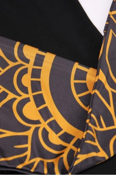 Легинсы женские с узким поясом с принтом "Black and Yellow Mandala"#1