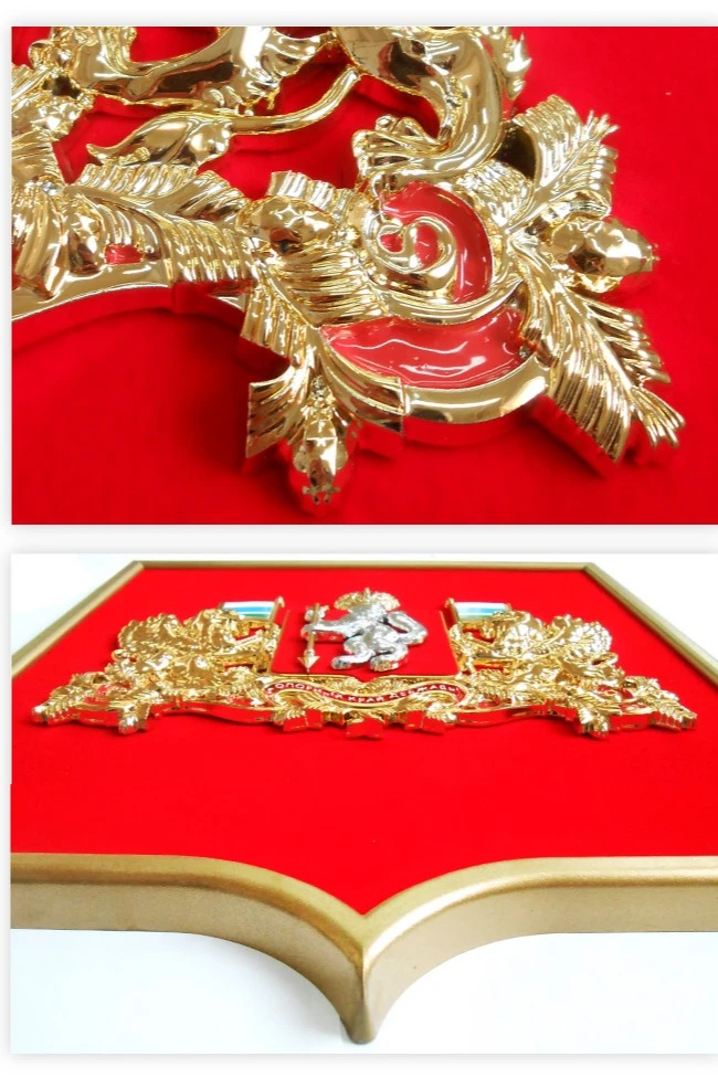 Купить Герб Свердловской области 42х50 см барельеф металлонапыление рамка под золото