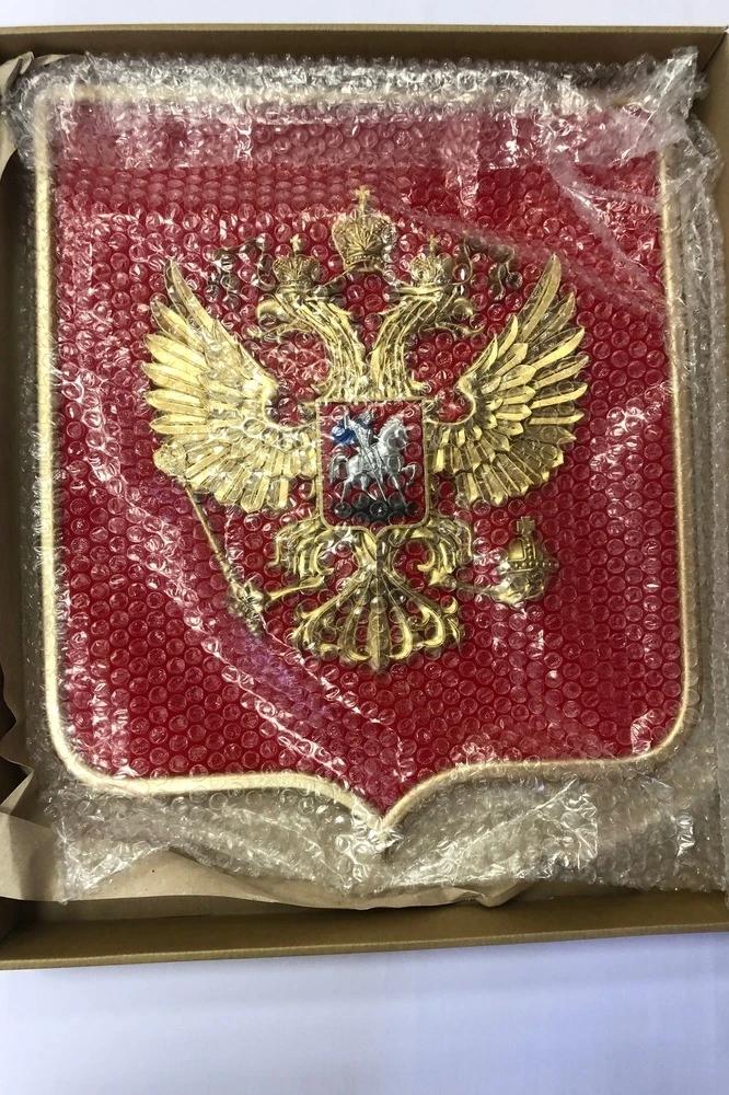 Герб РФ 42х50 см, барельеф, щит флокированный, краска#3