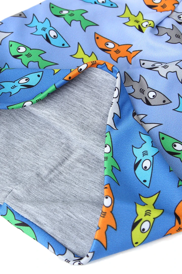 Шапка Сноу двухслойная детская, с полной запечаткой "SHARK"#7