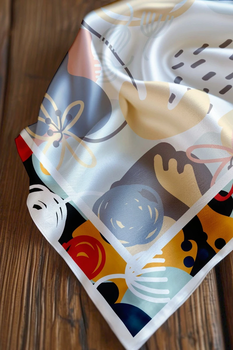 Платок Шанель 60х60 см, с полной запечаткой "Ocean Flora"#1