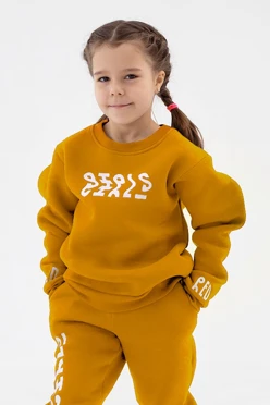 Свитшот Тревис из футера детский, однотонный желтый