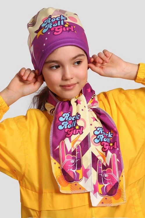 Шапка флисовая детская (однослойная) "Rock & Roll Girl"