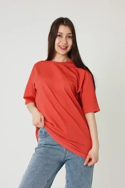 Купить футболку Мерфи оверсайз унисекс однотонную красную (хлопок)