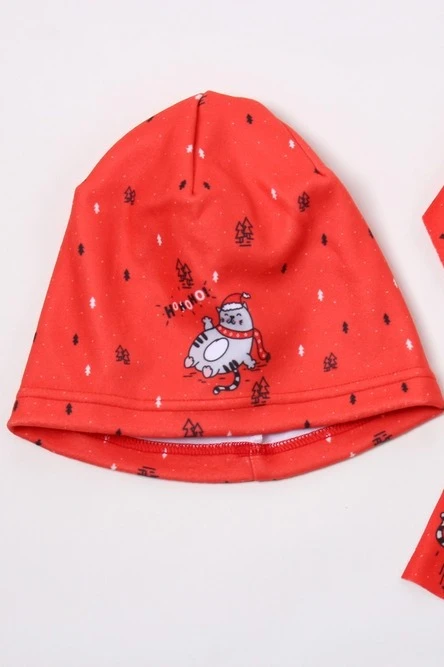 Шапка Лав флисовая однослойная детская, с полной запечаткой "Ho Ho Ho!"#3