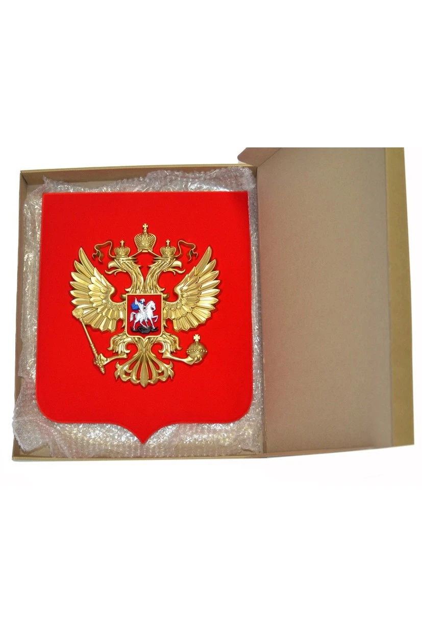 Герб РФ 40х48 см, барельеф, щит флокированный, краска#4