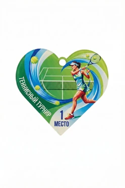 Купить медаль из акрила АК5035 Сердце 50 мм с печатью "Tennis tournament"