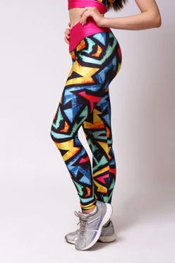 Легинсы женские с широким поясом с принтом "Colored Grunge"