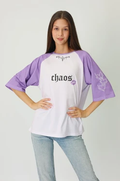 Купить футболку Джексон оверсайз унисекс из кулирки хб с полной запечаткой "Chaos"