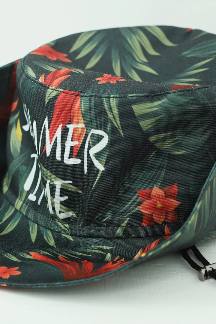 Панама Техас с полями на кнопках, с полной запечаткой "Summer time"#3