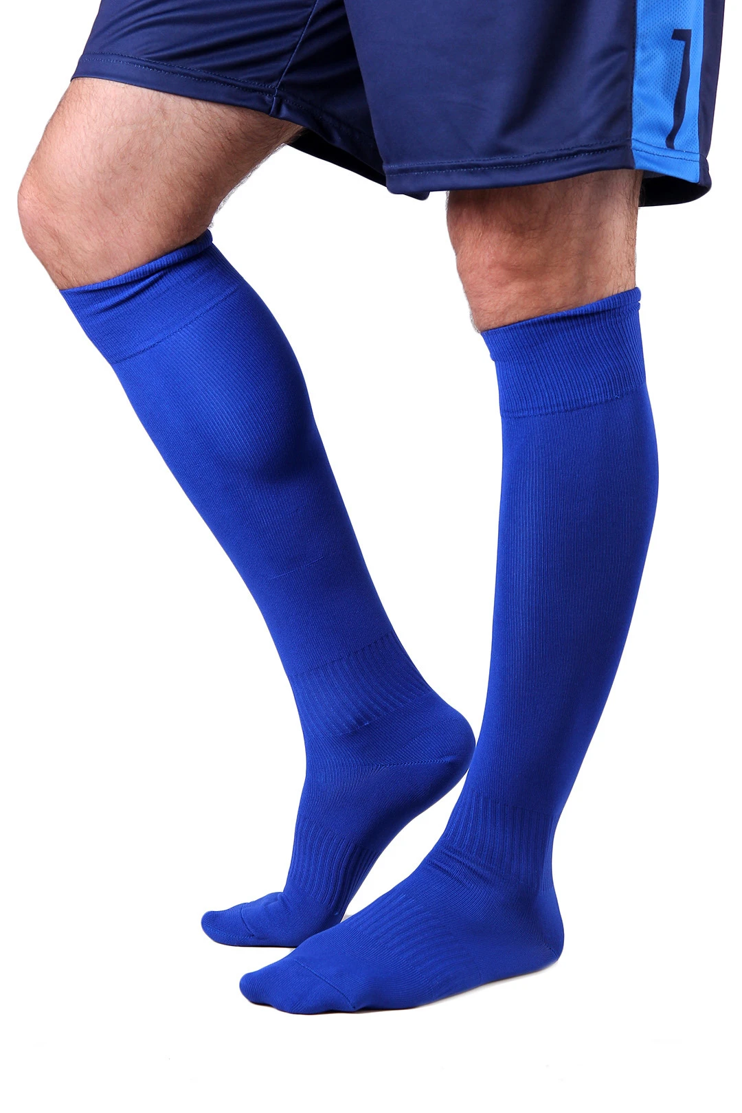 Гетры футбольные взрослые, однотонные синие#8
