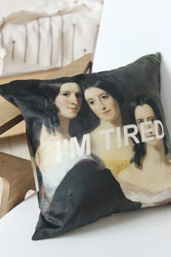 Подушка 30х30 см, с принтом "I am tired"#1