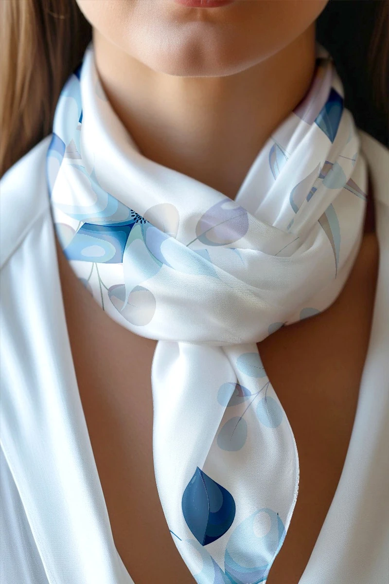 Платок Шанель 80х80 см, с полной запечаткой "Blue fresh"#1