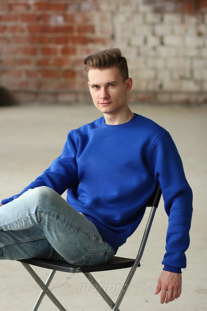 Свитшот Тревис из футера унисекс, однотонная синяя#1