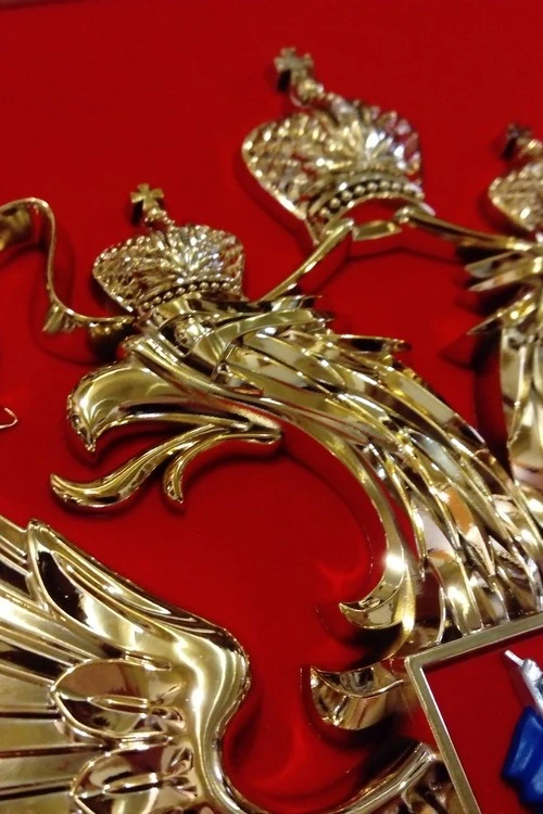 Герб РФ 42х50 см, барельеф, щит флокированный, металлонапыление#5