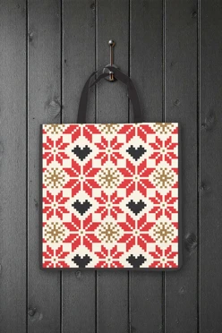 Купить сумку Киндо из двунитки 40х40х10 см, с принтом на одной стороне "Pattern with a heart"