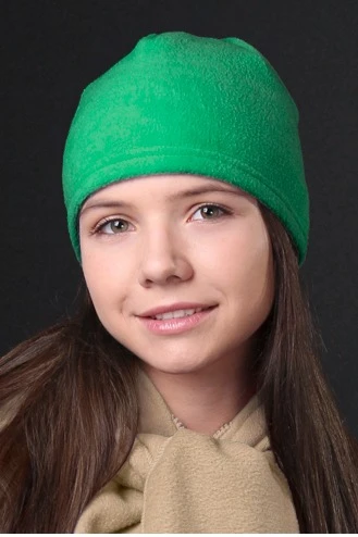 Шапка Вайт флисовая однослойная взрослая, однотонная зеленая#8